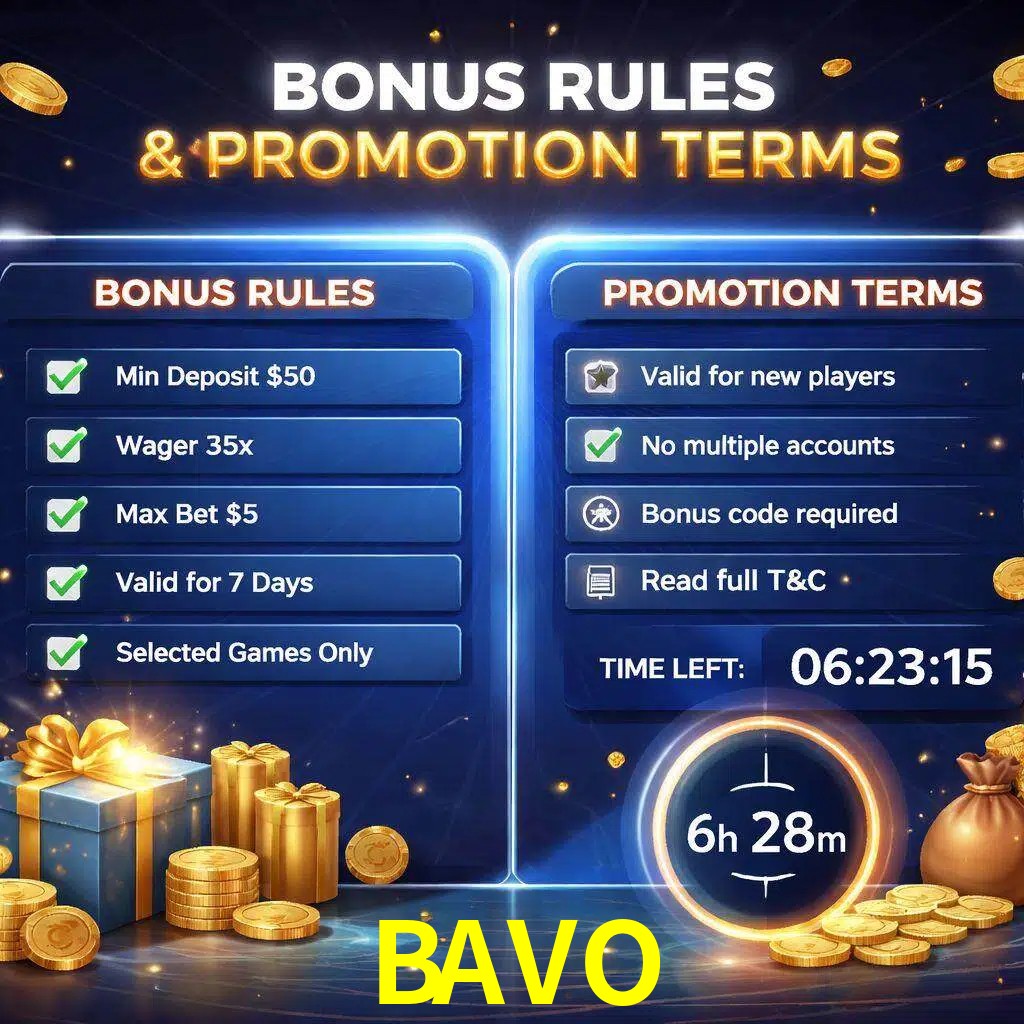 Reglas de promoción BAVO y condiciones de bonos explicadas visualmente